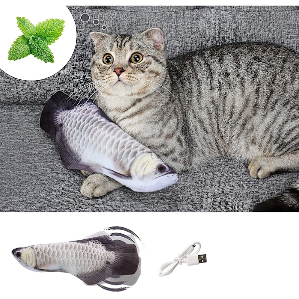 Katt leksak, interaktiv elektrisk fisk leksak, rörlig fisk katt leksak