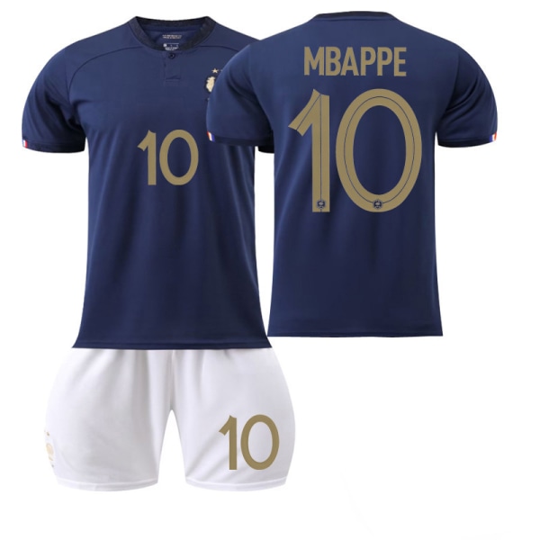 2022 Frankrike hemma-VM nr 10 Mbappe 19 Benzema 11 Dembele vuxen tröja fotbollsuniform 22-23 France home No. 10 #24