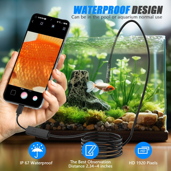 1920P HD-käärmeendoskooppi, tyypin C endoskooppi, skooppauskamerassa 8 LED-valoa Android- ja iOS-älypuhelimille, iPhonelle, iPadille, Samsungille