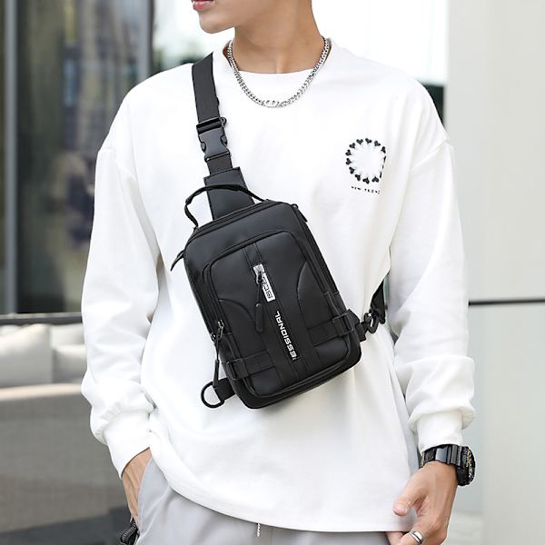 Sling Ryggsäck Herr Bröstväska Axelväska Lätt Sling Bag Ryggsäck Herr Liten Crossbody Bag Axelväska med USB Laddningsport