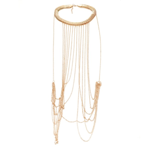 Body Chain Layered Gold Tofsar Halsband Modesmycken Belly W