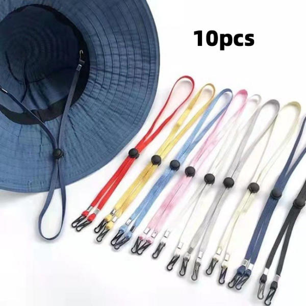 10 stk. Hat Chinstrap Vindtæt hat strop SORT black