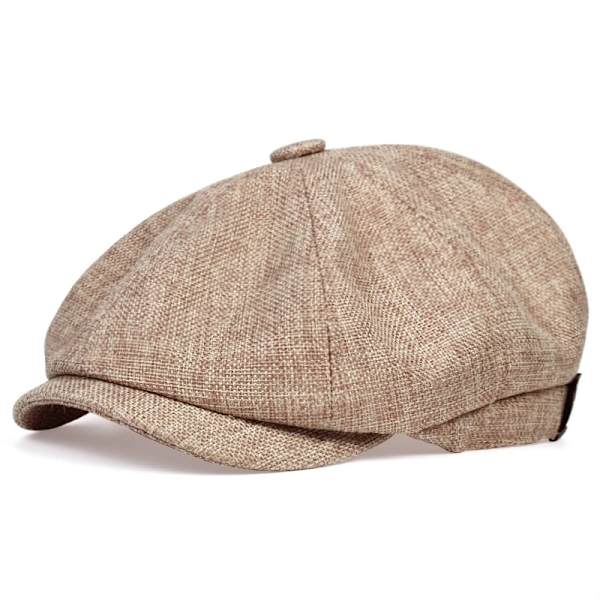 Retro Newsboy Caps Herrkepsar Åttahörningshattar Brittiska Målarhattar Höst Vinter Basker Herringbone Platt Kep Hip Hop Basker Gorras Beige 4