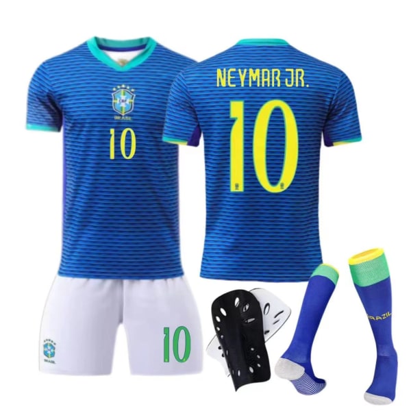 America's Cup-Brasilien borta nr 10 Neymar nr 20 Vinicius fotbollsdräkt för barn och vuxna No. 10 socks + protective gear 18