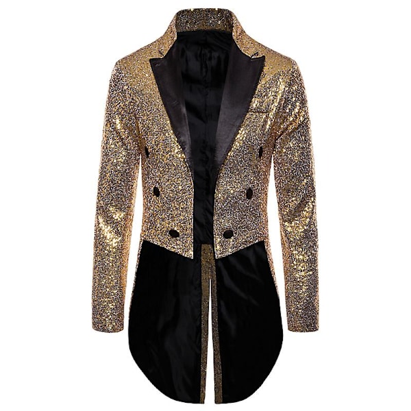 Mænds Skinnende Sequin Glitter Besat Blazer Jakke Mænds Natklub Prom Suit Blazer Suit Homme Sangers Scene Tøj Smoking Ny Guld Gold 2XL