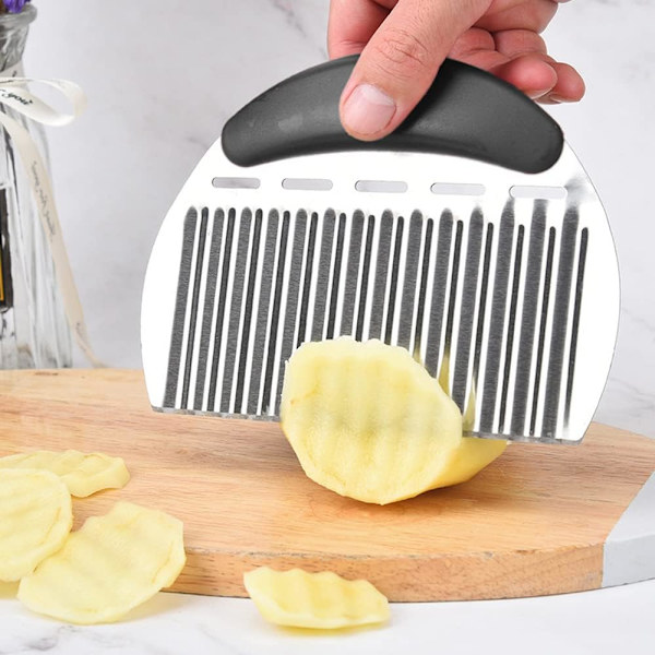 Kartoffelkrølle Skærer, Rustfrit Stål Kartoffelchips Skærer, (Sort)
