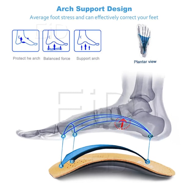 EiD Lær Ortopediske Innersåler Ortopediske Helse Såleputer for Flatfot Hæl Smerte Hvelvstøtte Mann Kvinne Sko Innersåler Innsatser EU 41/42