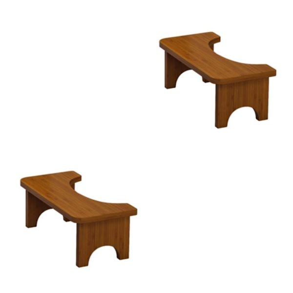 1/2 Bambustool för Toalett, Halksäker, Squat-Ställning, Brun Tawny 2PCS