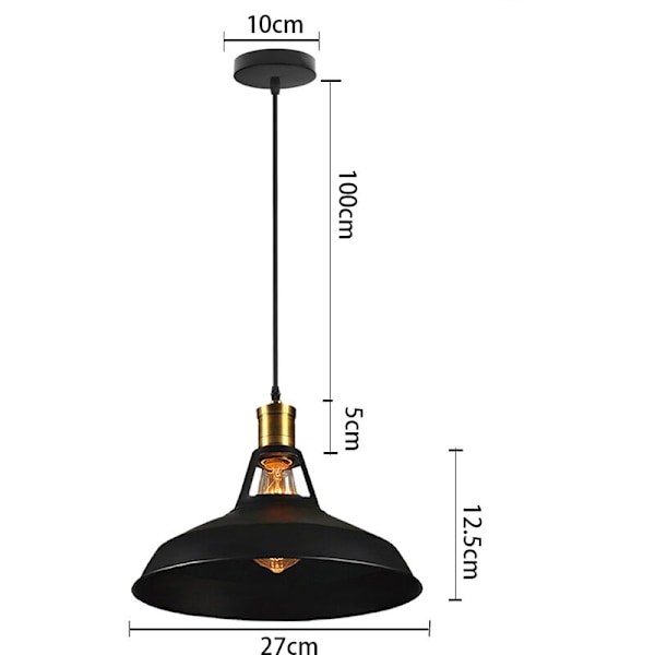 Industriell taklampe svart metall hengelampe taklampe skygge justerbar lysekrone