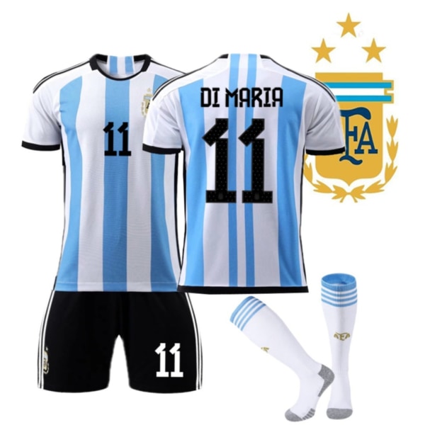 Samsung Champion Argentina Hemma nr 10 Messi nr 11 Di Maria tröja 22-23 fotbollströja i fotbolls-VM 22-23 Argentina home 11,  new socks 18