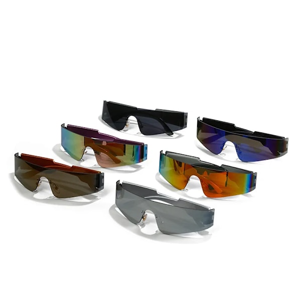 2024 Tulevaisuuden Aurinkolasit Trendikkäät Yhden Linssin Aurinkolasit Punk Gafas De Sol Fashi C2 Wrap Around Sunglasses