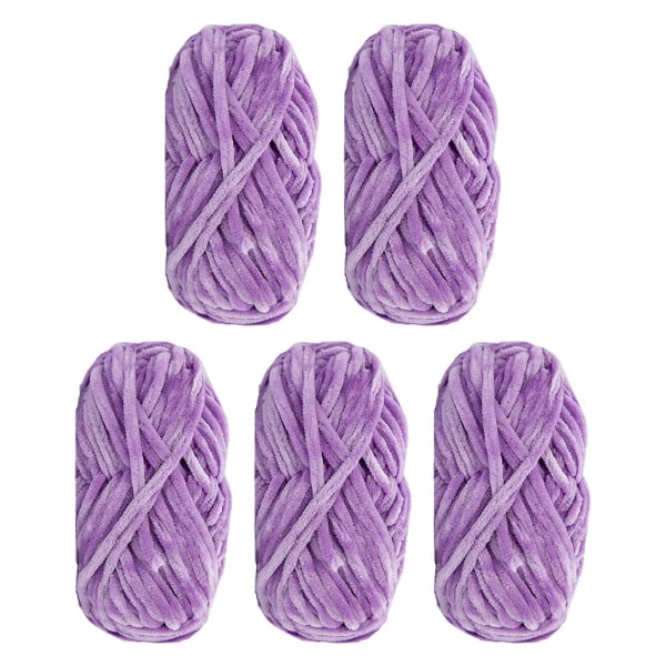 Pack Super Soft Chenille Velvet Yarn Knitting Wool Thick Warm Crochet Knitting Yarn for Art Knitting Doll DIY Bag Sweater 500g, Purple