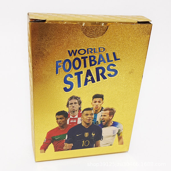 1 låda med 55 kort FIFA World Cup och Europamästerskap stjärnkort, guldfolie kort, 55 stjärnkort Black
