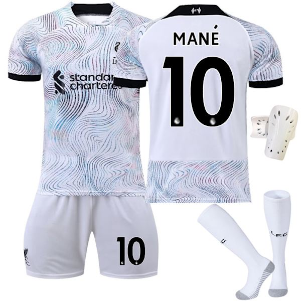 22-23 ny udebane alle hvide korrekte version nr. 11 Salah 27 Nunez 23 Diaz fodboldtrøje No. 10 with socks + protective gear #18
