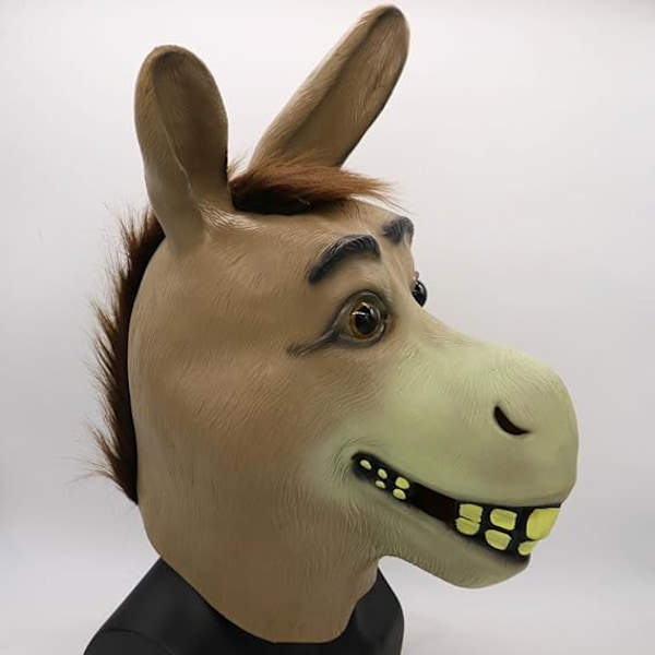 Aasin naamio, Halloween Shrek Aasin pään naamio, Uutuus Deluxe naamiaisasu Cosplay Lateksi Eläimen pään naamio aikuisille