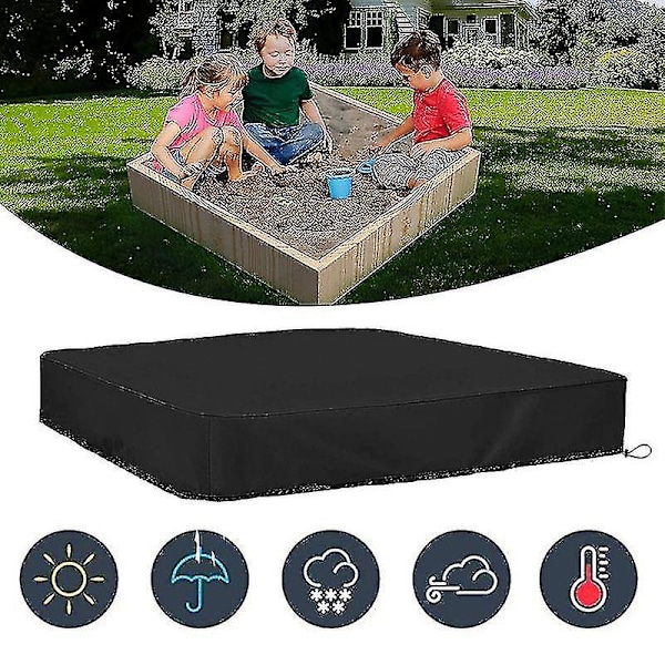 Sandlådeöverdrag Vattentät Dammtät UV-skydd Fyrkantigt överdrag med dragsko för sandlåda, leksaker och möbler-Sandlådeöverdrag 3,26 150*150cm 150*150cm Black