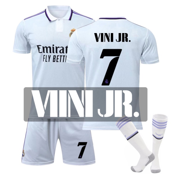 Ny Real Madrid fotballdrakt 22-23 for menn, nr. 10 Modric, nr. 9 Benzema, trenings- og kampdrakter for barn New size 7+ socks 18 size children