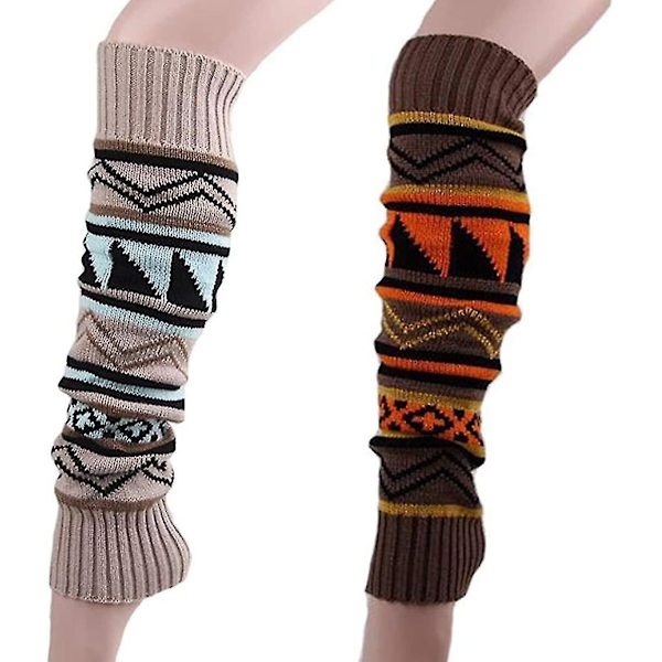 Par Leg Warmers for Kvinner Vinter Strikkede Leg Warmers Tykke Lange Sokker Bohemia Gave
