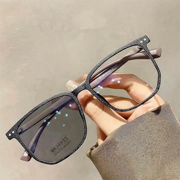 2024 Vintage Fashion Dame Herre Farveskiftende Solbriller Anti Blåt Lys Kvadratiske Stel Fotochromiske Briller C5 Photochromic To Tea