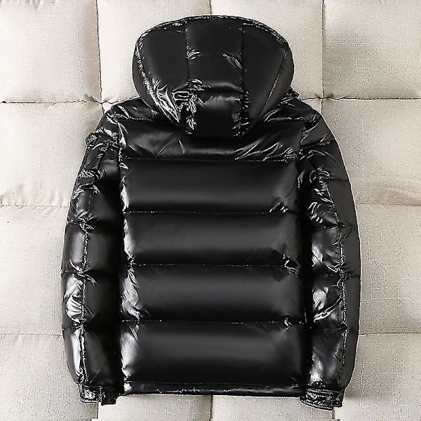 Herr glänsande dunjacka herr vinterjacka ståkrage dunjacka med huva bästa present till jul röd Ed 2XL