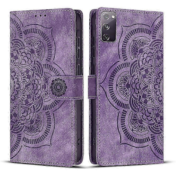 Frosted Læder Etui til Mandala Emed Retro Telefon Lilla(FQ) For Samsung Galaxy S20 FE Purple