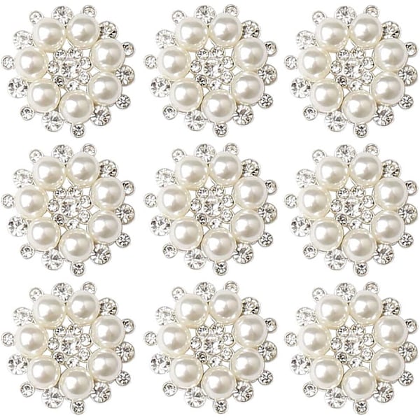 10 st (3,3*3,3 cm) Strass Pärla Smycken, Handgjorda Pärla Blomma Knapp Pärla Blomma Smycken, Cirkulär Strass Konstgjord Pärla Dekoration