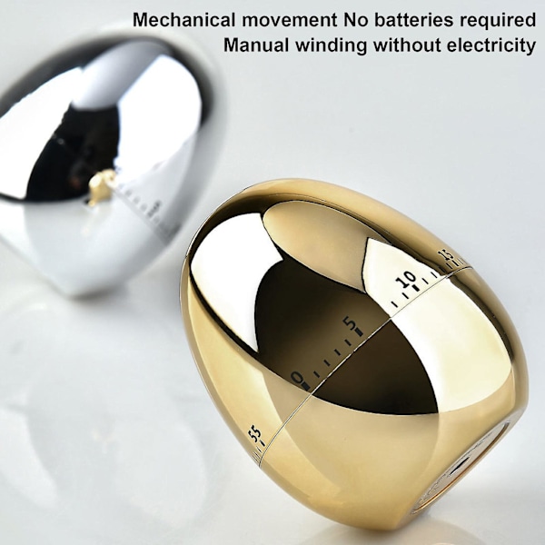 60 minutters eggmodell mekanisk timer matlagingsalarm klokke manuell timer for kjøkken Silver