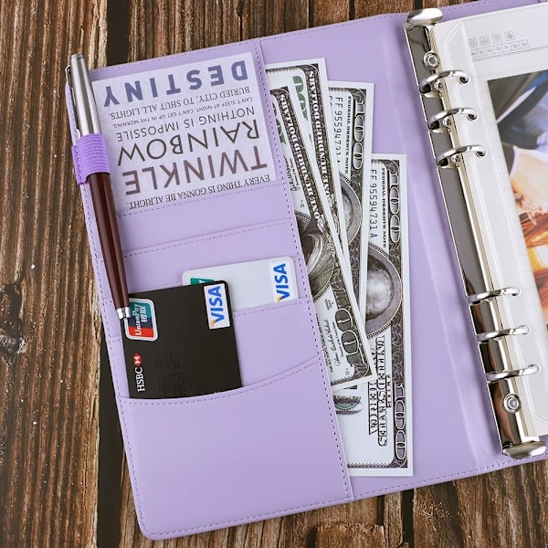 Läder A5 Ringpärm Planner Notebook Planner med magnetiskt spänne (Inre papper ingår ej) - Lila Purple