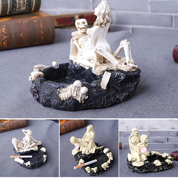 Halloween Skull Ashtray Multipurpose Resin Crafts Personal Desk Decoration for Home Living Room Office Decoration Style Two