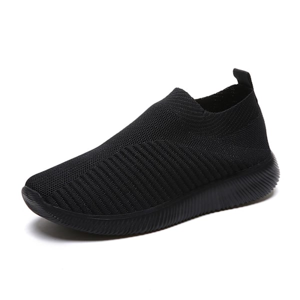 Mordely Dame Sport Mesh Pustende Slip On Flat Utendørs Sneakers Sko Svart Black 35