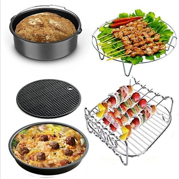 12-pack Luftfritöstillbehör 9 tum, för luftfritös 5,3-6,8Qt, bakkorg, pizzabricka, kök