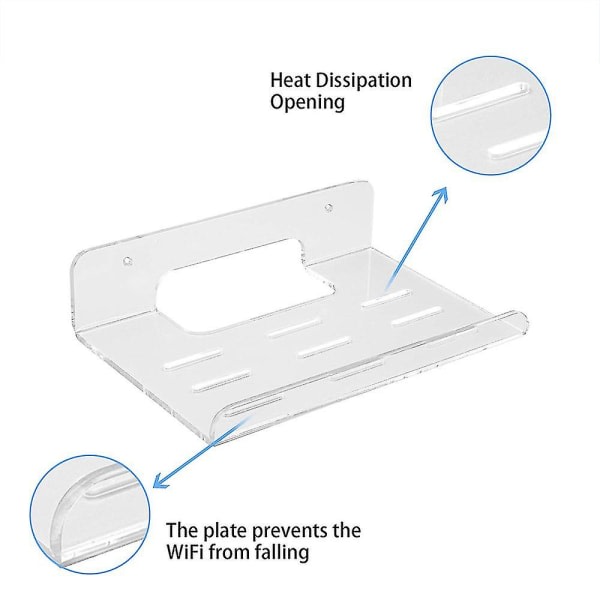 CQBB Wifi Router Hylle Veggmontert Akryl Med Varmespreder For Hjemmet