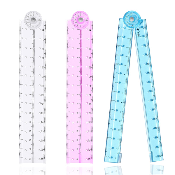 Pcs Foldbar Lineal 30cm Foldbar Lineal Transparent Ret Linial Fleksibel Geometrisk Lineal med Vinkelmåler til Hjemmekontor