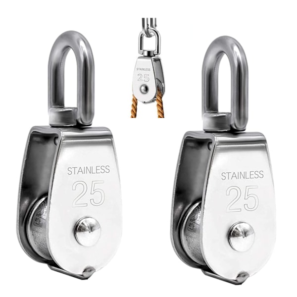 Lifting Pulley, 304 Stainless Steel Single Pulley M25 Single Pulley Load 150kg, Set of 2