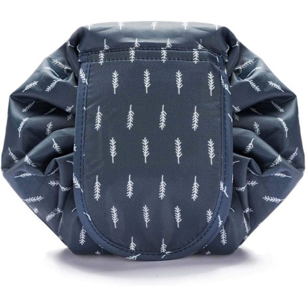 Toilettasilaukku, nopea meikkilaukku Toilettasilaukku kiristysnarulla (Navy Blue Feathers)