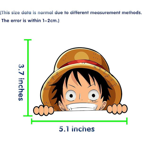 2 kpl One_Piece_Monkey-D-Luffy Peeker - Kurkistavat Auton Tarrat DIY Anime Moottoripyörä