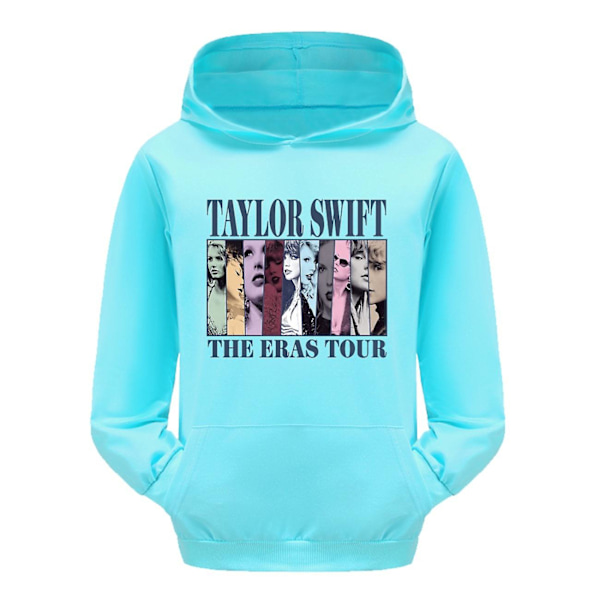 3-16 år barn Pop Taylor Swift The Eras Tour tryckt huvtröja flickor pojkar huvtröja pullover toppar Himmelblå