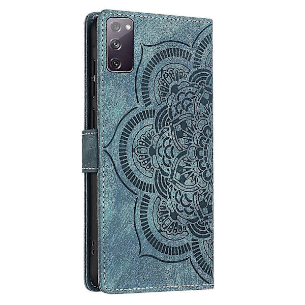 Frosted Læder Etui til Mandala Emed Retro Telefon Blå(FQ) For Samsung Galaxy S20 FE Blue