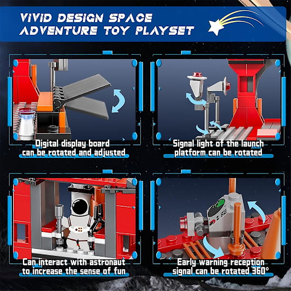 Rymdfärja Leksaksbyggset med Astronaut Minifigurer och Kontrolltorn Byggset