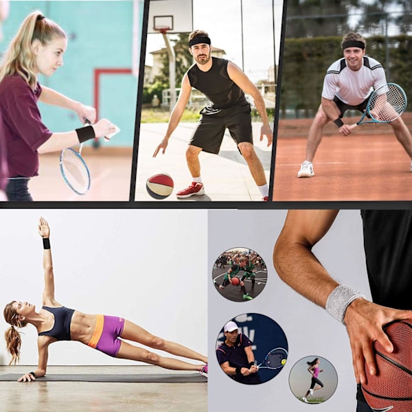 Håndleddsbeskyttende svettebånd håndledd menn kvinner 2 stk sports svettebånd for treningsstudio sport tennis løping trening basketball fuktighetsabsorberende