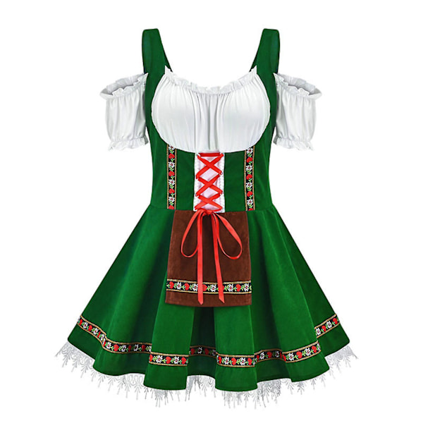 Hurtig forsendelse 2023 Bedste Oktoberfest kostume til kvinder tysk bayersk Dirndl øl pige fin kjole S - 4xl grøn Green S