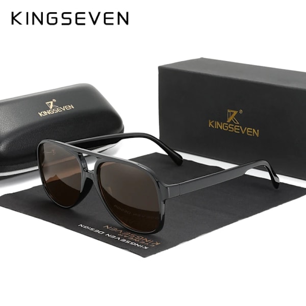 KINGSEVEN Suositut polarisoidut aurinkolasit miehille PC-kehys Ulkoilma UV400 Lasit naisille 7129 Black Gray Fashionable