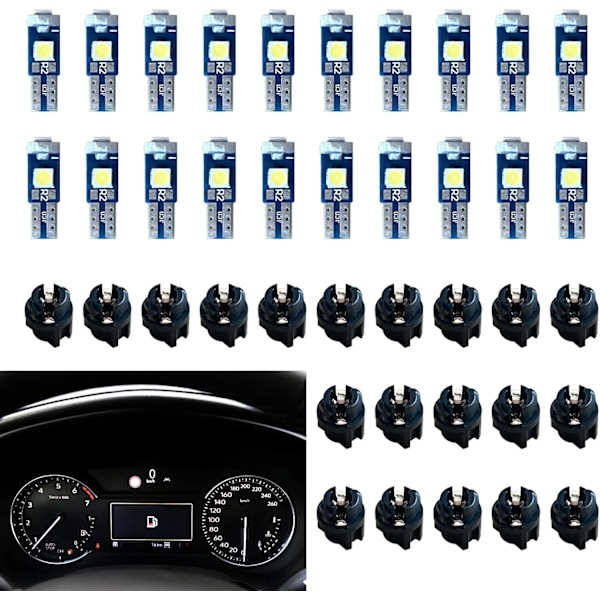 Superljusa LED-instrumentpanelbelysning, T5 37 74 LED-lampa med vridlåsuttag PC74 PC37 Instrumentpanelmätare Kluster (Vit) Märke: NTNEV