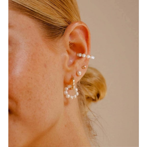 Pearl Ear Cuff örhängen för kvinnor 18K guld Huggie Ear Cuff guld