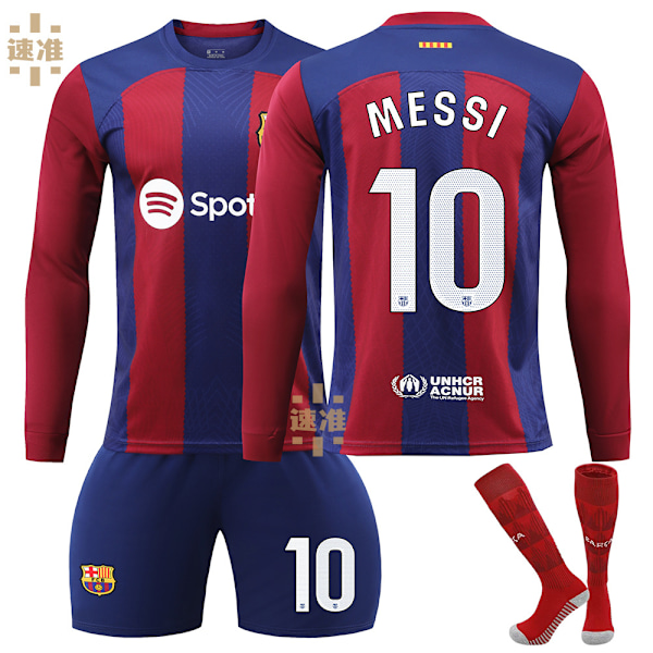 Barcelona Home Football Shirt Long Sleeve No. 10 Messi 23-24