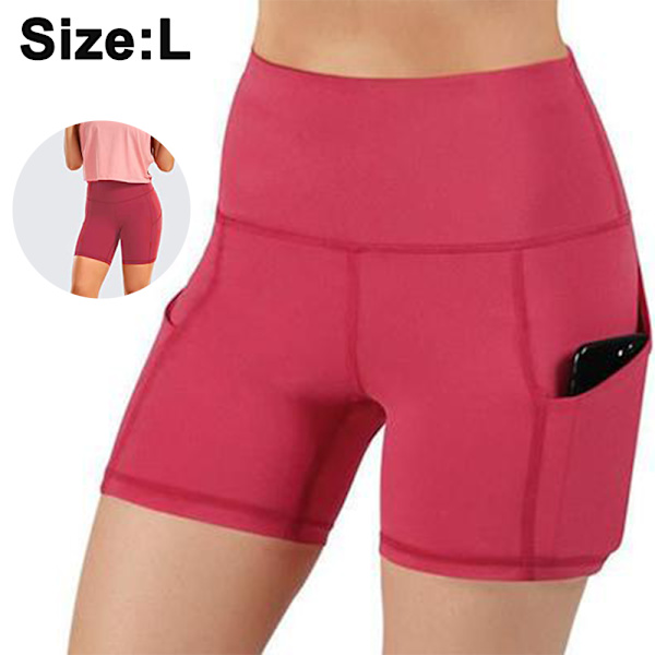 1 st kvinnors högmidjade yogashorts med sidofickor mage
