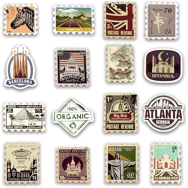 Vinyl Vintage Frimærker Stickers Retro Rejse Stickers 50 stk Kuffer Sticker Pakke