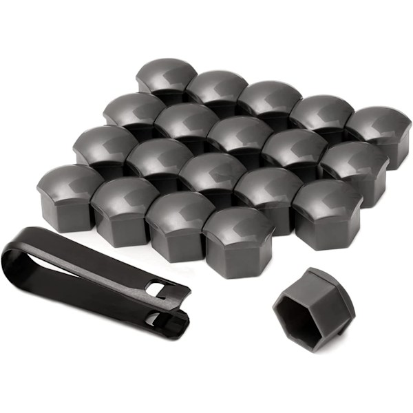 20 st 19 mm hjulmutterskydd, hjulbultmutterskydd, hexagonala däckmutterskydd (grå) Grå Grey 19mm