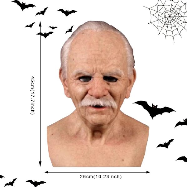 Halloween Latex Mask, Gammal Man Dekor Realistiska Masker