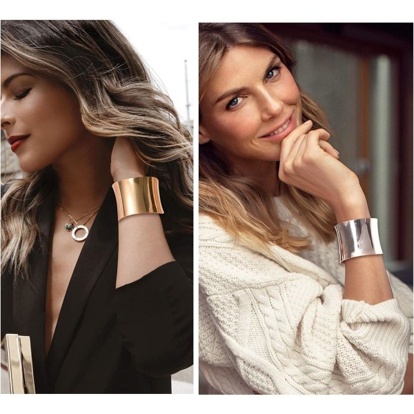 Kvinnor i rostfritt stål med brett armband Armband Statement Party Jewelr